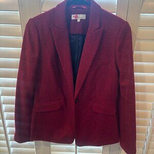 Boden red wool blazer, size 4, herringbone pattern